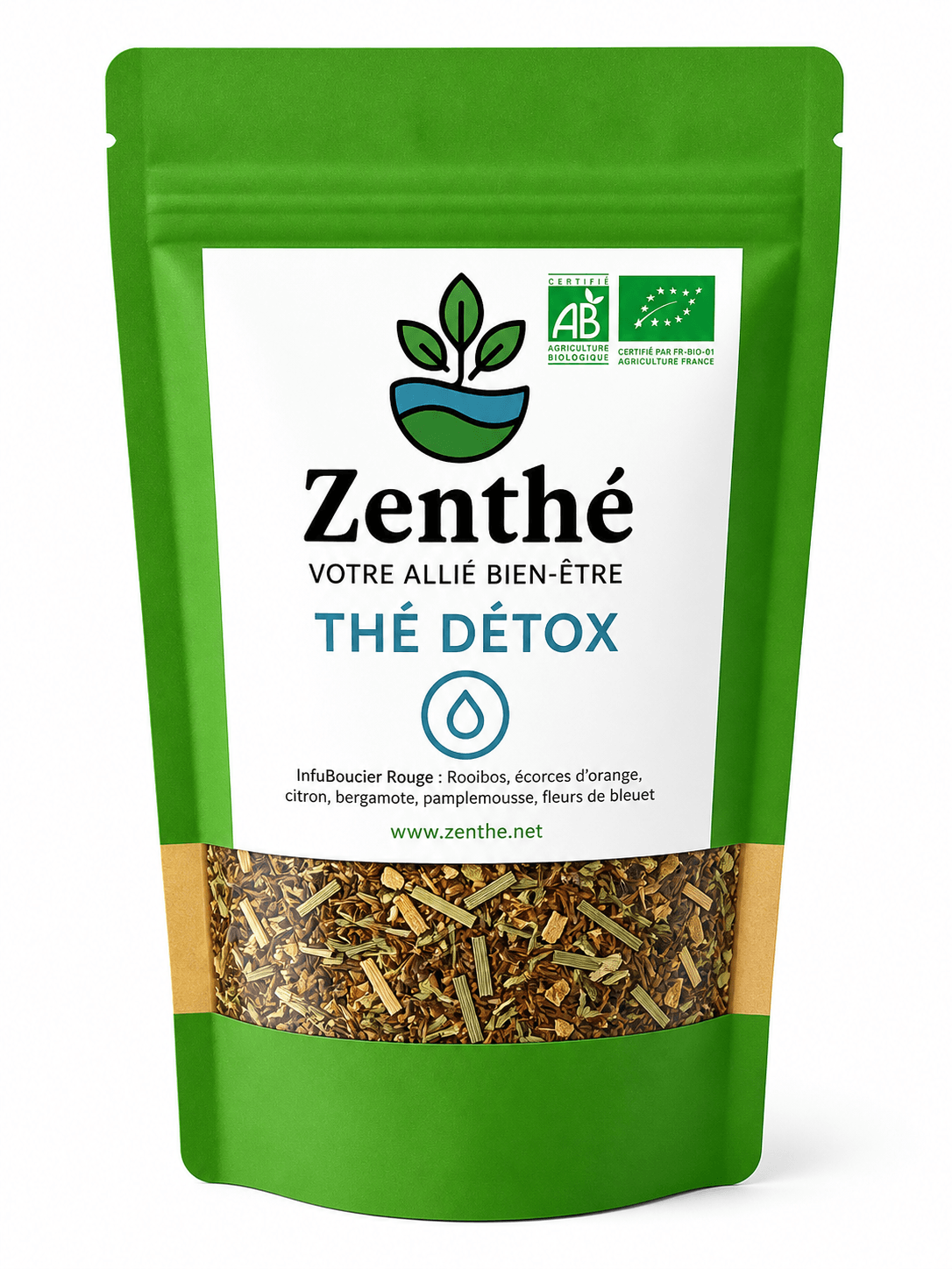 Infubouclier Rouge bio vrac - rooibos orange citron bergamote pamplemousse bleuet - ZenThé