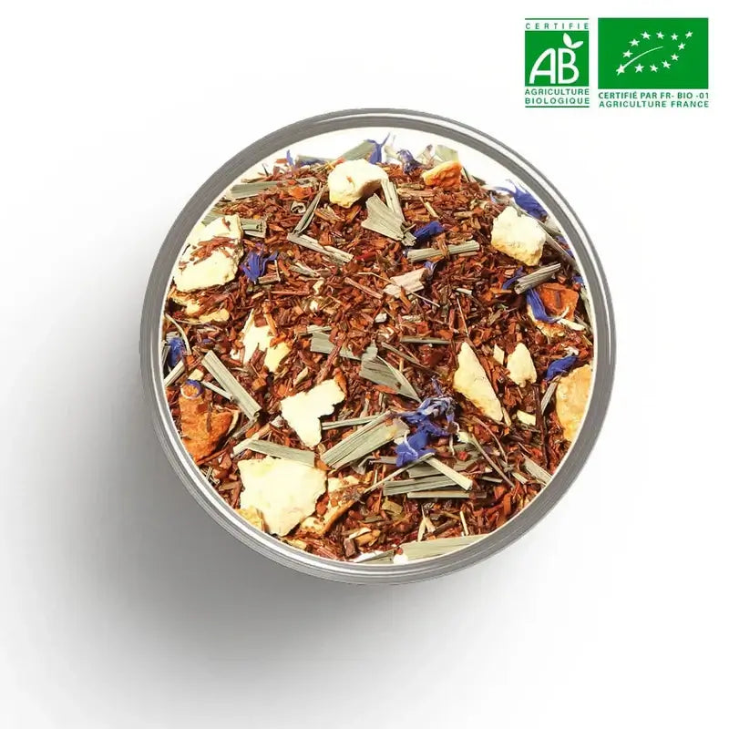Tasse Infubouclier Rouge bio couleur orangée chaude - rooibos agrumes antioxydant immunité