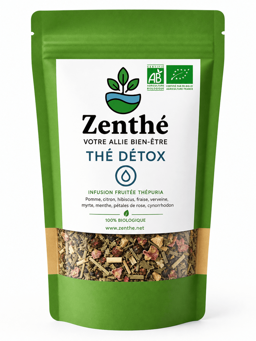 Infusion Thépuria bio vrac - fraise citron hibiscus rose verveine myrte menthe cynorrhodon - ZenThé