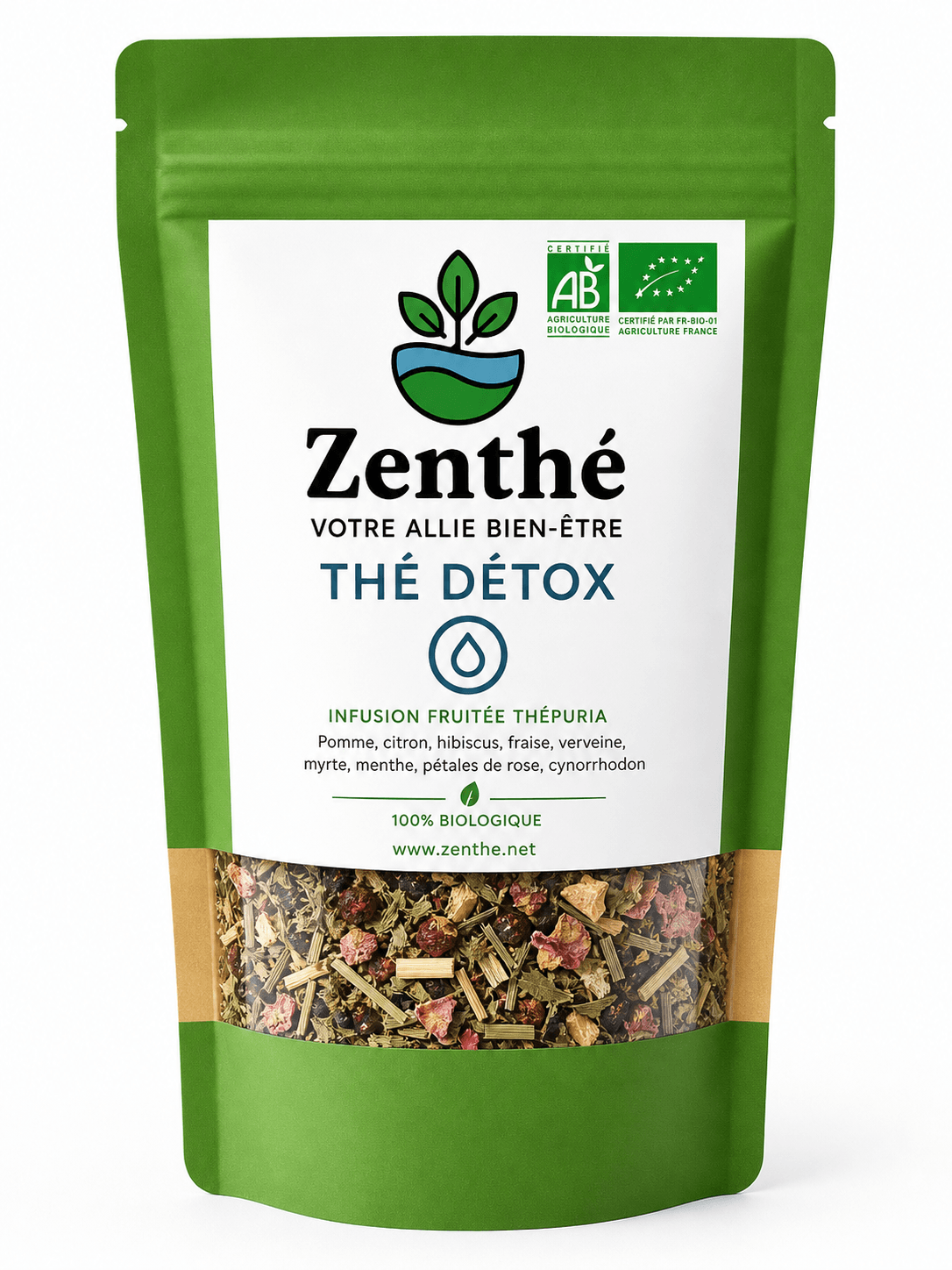 Infusion Thépuria bio vrac - fraise citron hibiscus rose verveine myrte menthe cynorrhodon - ZenThé