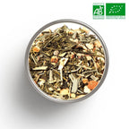 Tasse de thé vert bio gingembre citron - boost énergie et digestion naturelle