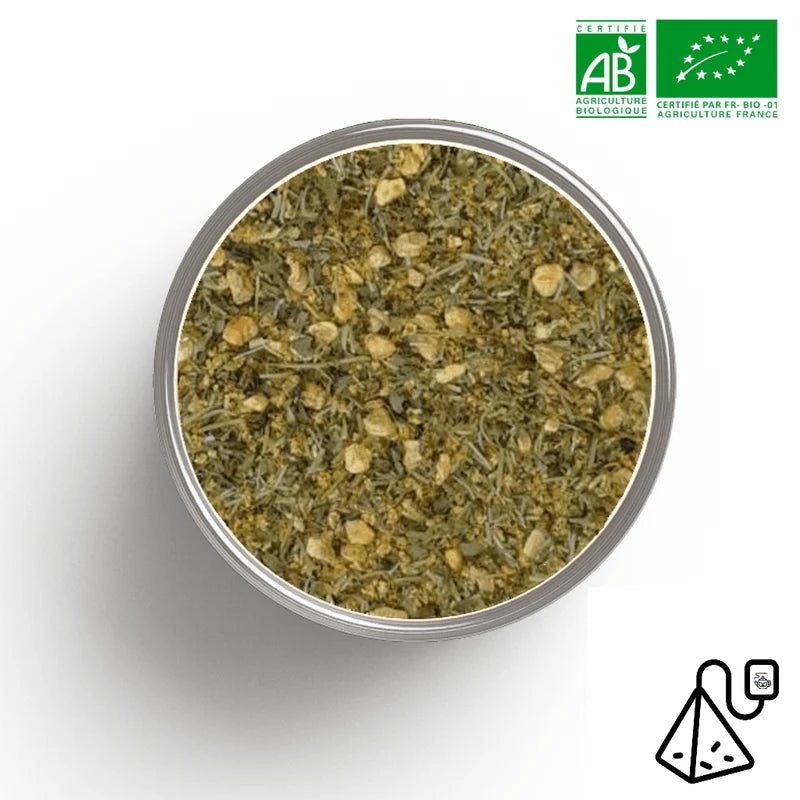 Ingrédients tisane Mon Boost bio - romarin, sureau, menthe poivrée et gingembre