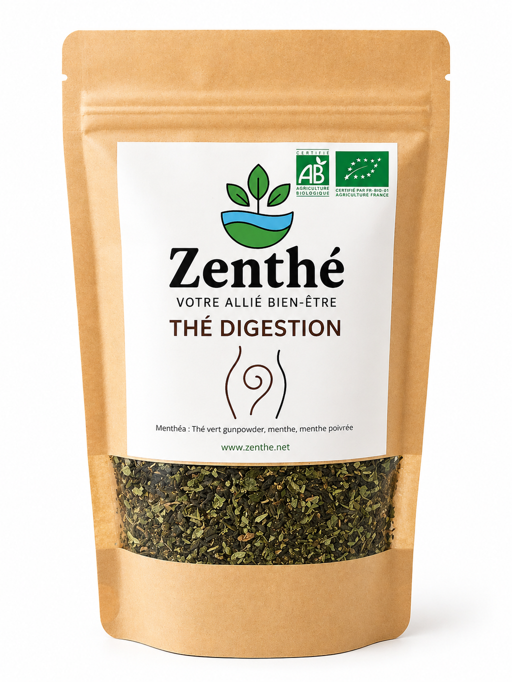 Menthéa bio en vrac - thé vert Gunpowder menthe douce et poivrée - ZenThé