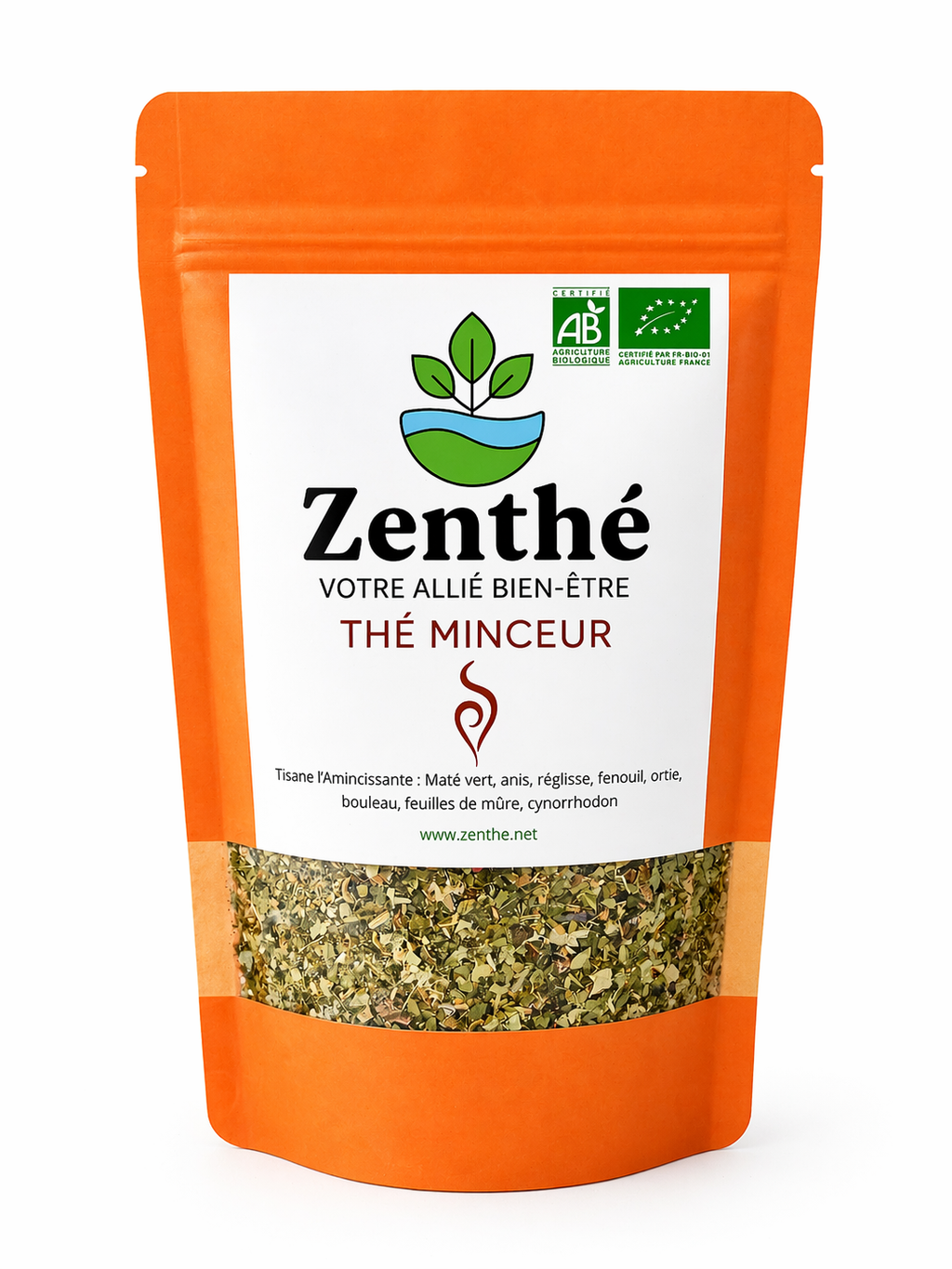 Tisane Amincissante bio en vrac - maté fenouil bouleau ortie cynorrhodon - ZenThé