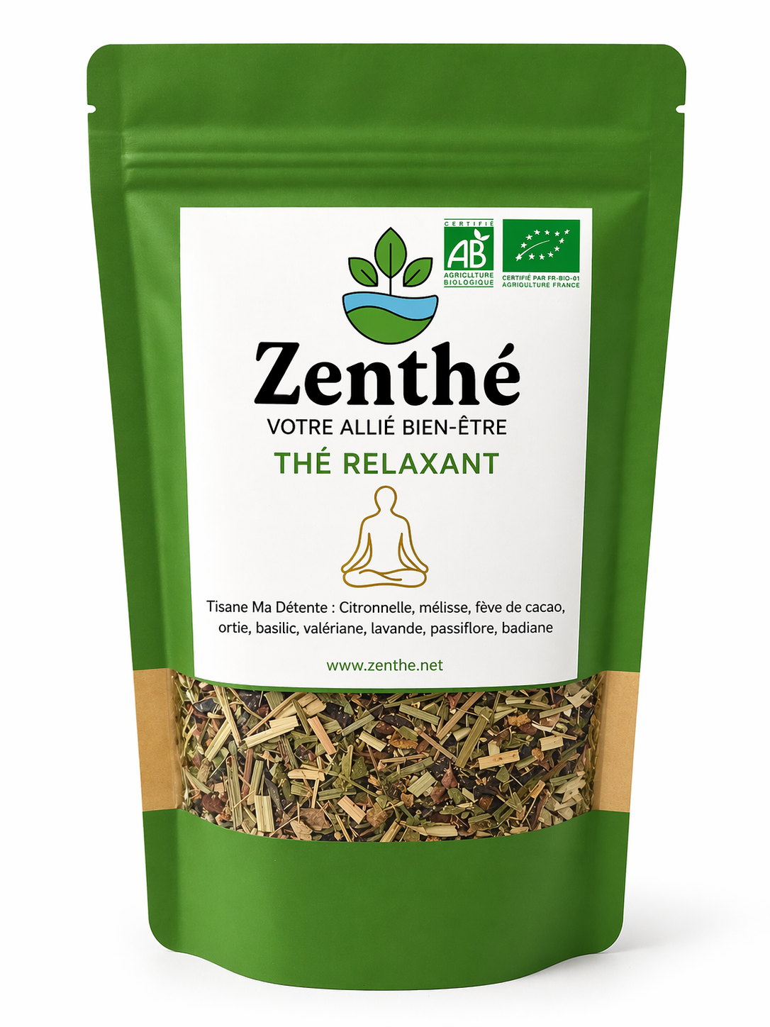 Tisane Ma Détente bio en vrac - valériane passiflore lavande cacao badiane - ZenThé