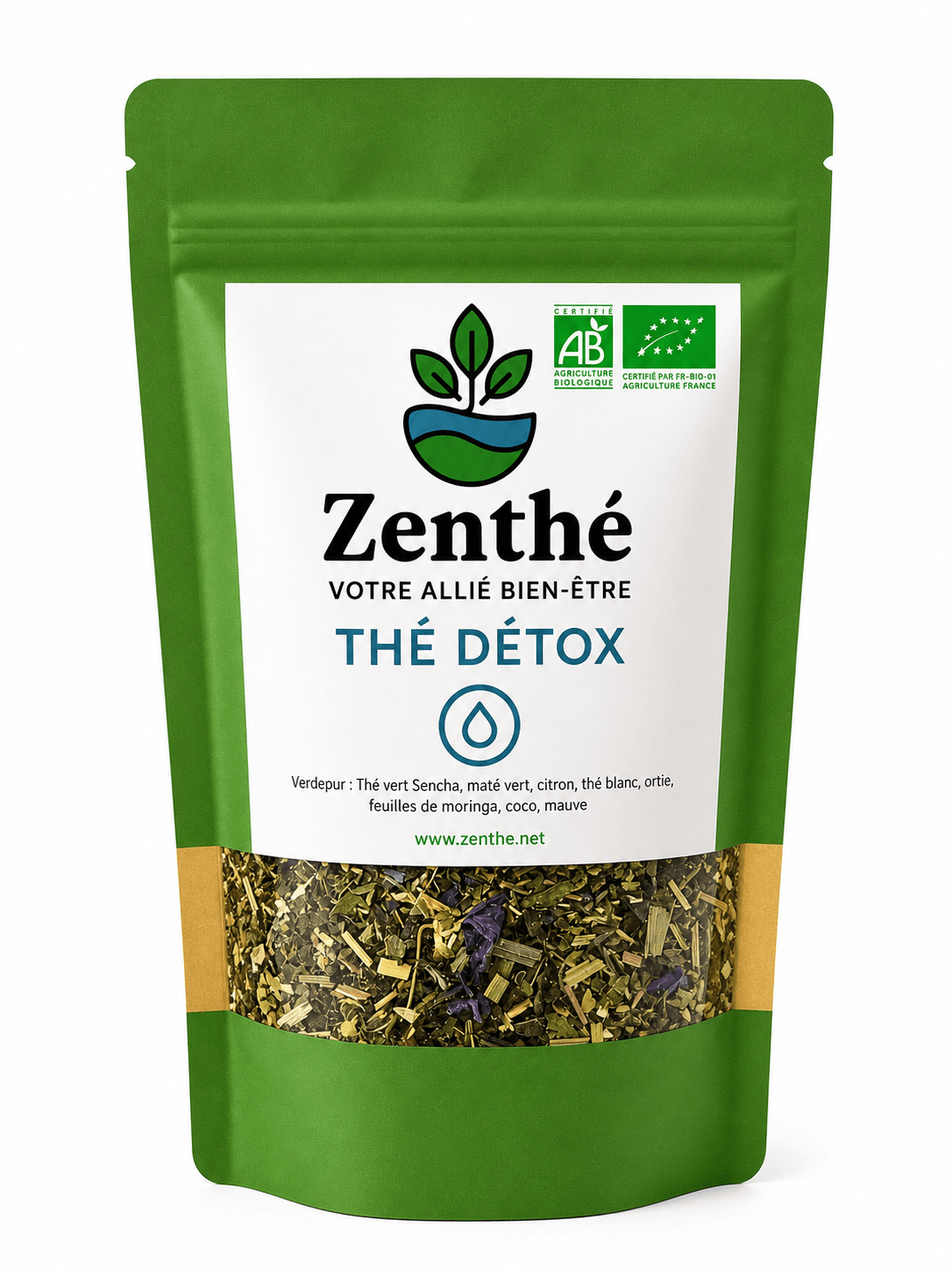 Verdépur bio vrac - sencha thé blanc maté moringa ortie citron mauve coco - ZenThé