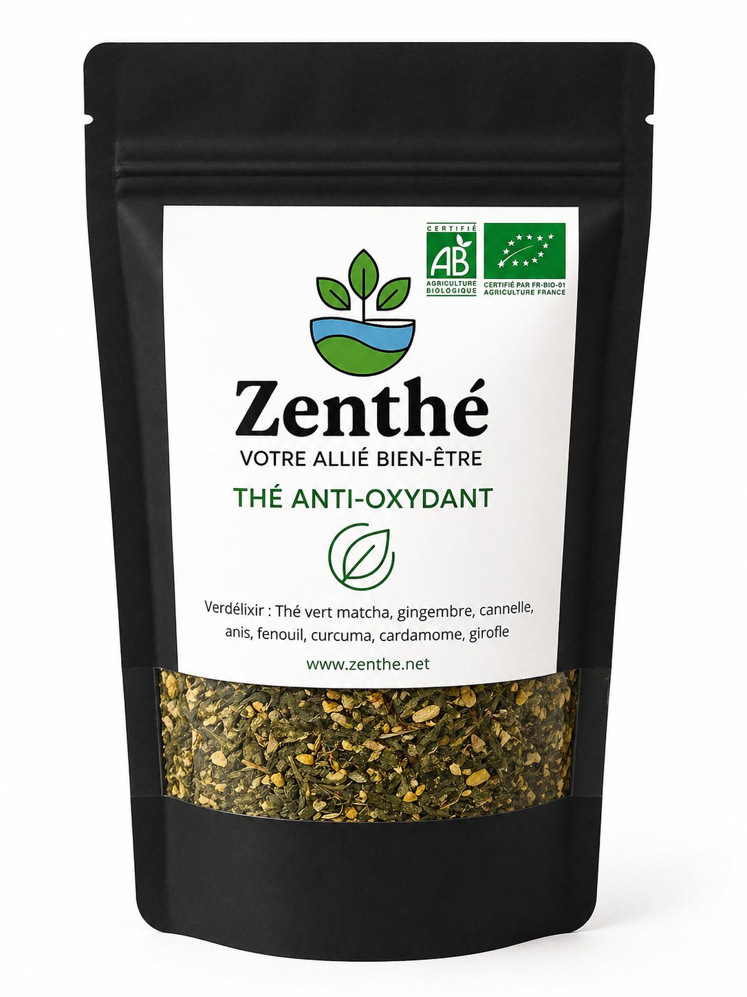 Verdélixir bio en vrac - matcha gingembre curcuma cannelle cardamome - ZenThé