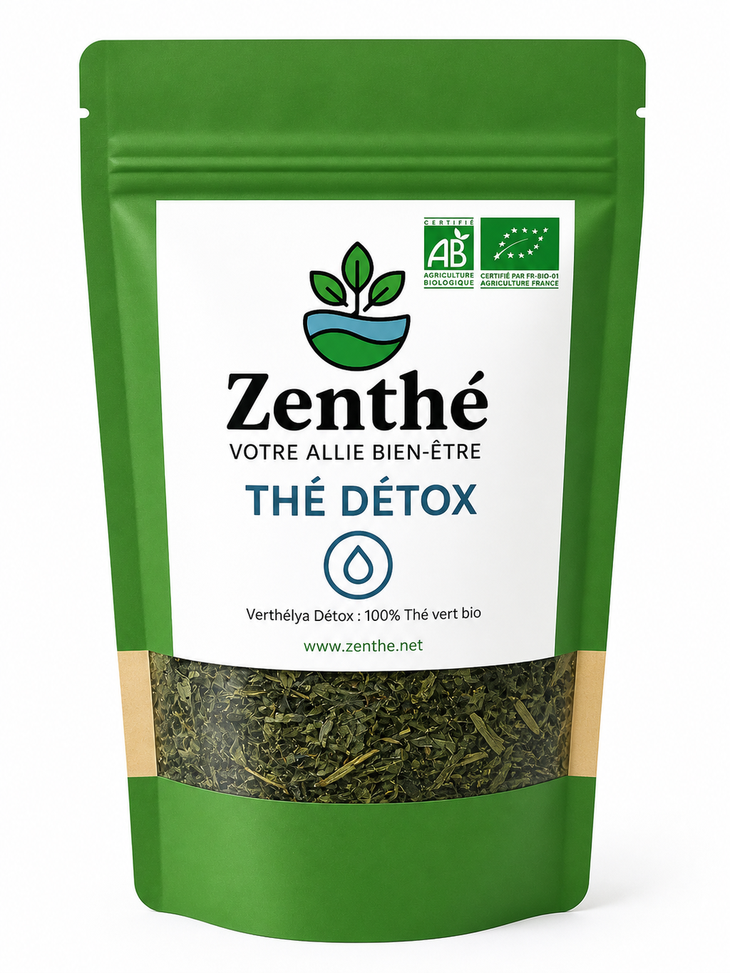 Verthélya Détox bio - thé vert Sencha pur en vrac feuilles entières - ZenThé