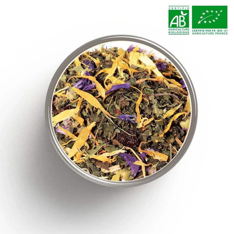 Tasse de Vitaléa bio - infusion ambrée fruitée florale énergie vitalité naturelle